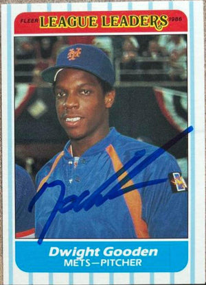Dwight Gooden Signed 1986 Fleer League Leaders Baseball Card - New York Mets - PastPros