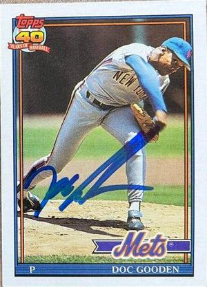 Dwight Gooden Signed 1991 Topps Baseball Card - New York Mets - PastPros