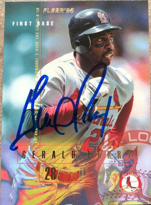 Gerald Perry Signed 1995 Fleer Baseball Card - St Louis Cardinals - PastPros