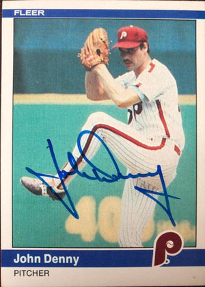 John Denny Signed 1984 Fleer Baseball Card - Philadelphia Phillies - PastPros