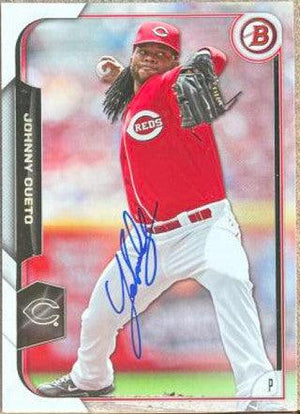 Johnny Cueto Signed 2015 Bowman Baseball Card - Cincinnati Reds - PastPros