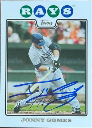 Jonny Gomes Signed 2008 Topps Baseball Card - Tampa Bay Rays - PastPros