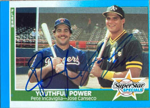 Jose Canseco & Pete Incaviglia Dual Signed 1987 Fleer Baseball Card - Oakland A's & Texas Rangers - PastPros
