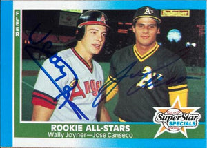 Jose Canseco & Wally Joyner Dual Signed 1987 Fleer Baseball Card - Oakland A's & California Angels - PastPros