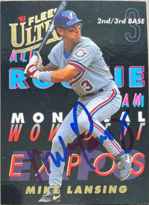 Mike Lansing Signed 1993 Fleer Ultra All Rookies Baseball Card - Montreal Expos - PastPros