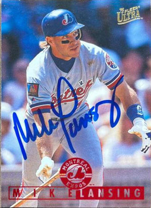 Mike Lansing Signed 1995 Fleer Ultra Baseball Card - Montreal Expos - PastPros