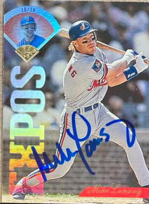 Mike Lansing Signed 1995 Leaf Baseball Card - Montreal Expos - PastPros