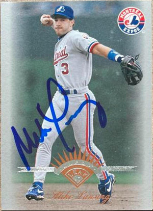 Mike Lansing Signed 1997 Leaf Baseball Card - Montreal Expos - PastPros