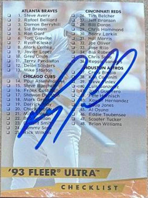 Ray Lankford Signed 1993 Fleer Ultra Checklist Baseball Card - St Louis Cardinals - PastPros