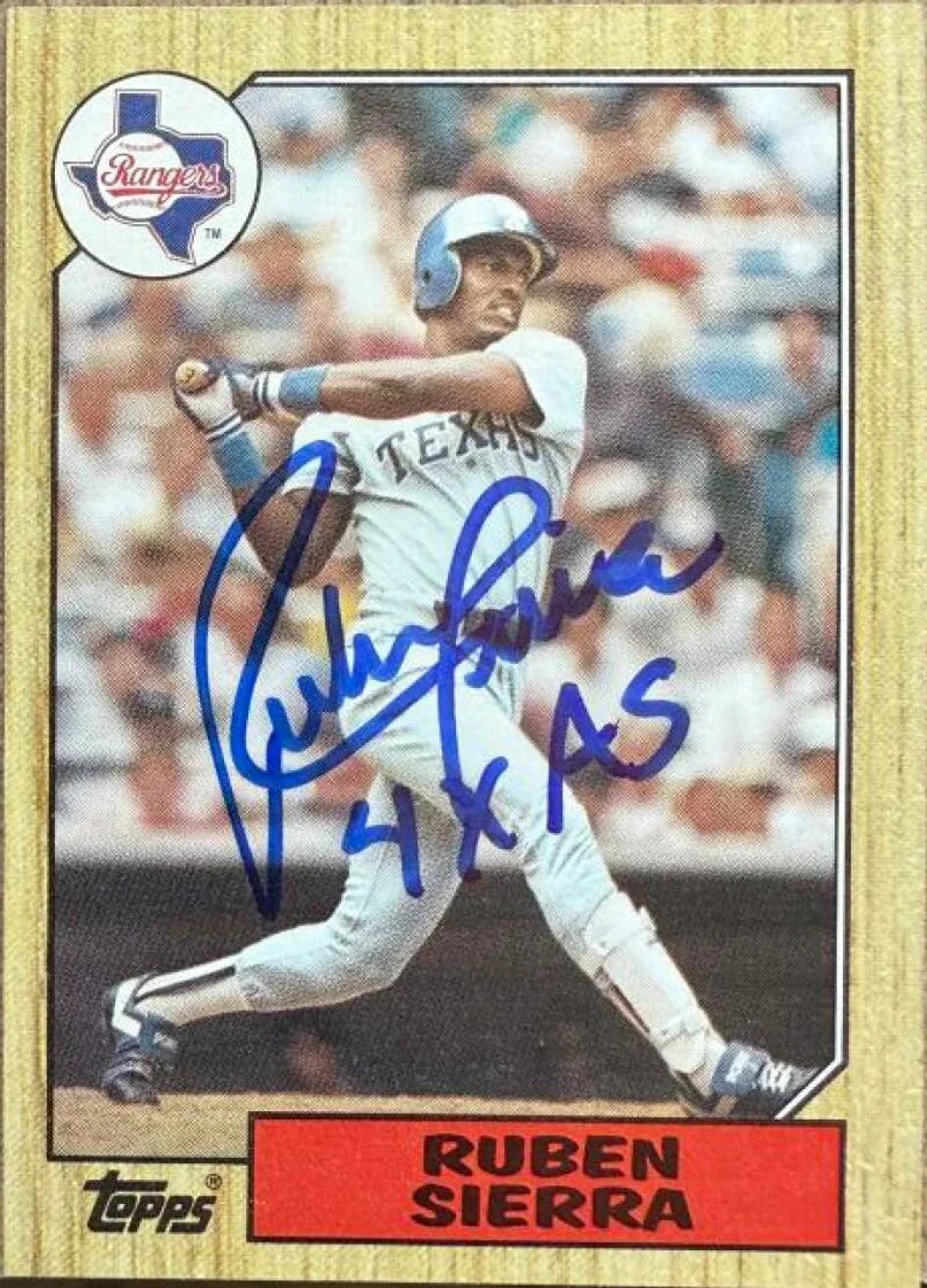 ルーベン・シエラ直筆サイン入り1987年Toppsベースボールカード