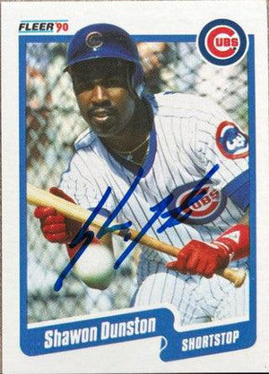 Shawon Dunston Signed 1990 Fleer Baseball Card - Chicago Cubs - PastPros