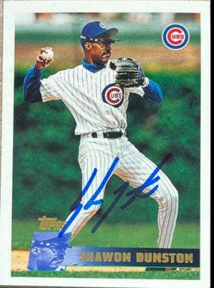 Shawon Dunston Signed 1996 Topps Baseball Card - Chicago Cubs - PastPros