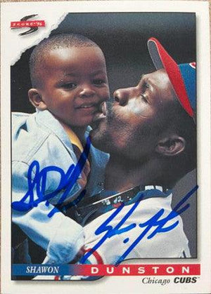 Shawon Dunston Sr & Jr Dual Signed 1996 Score Baseball Card - Chicago Cubs - PastPros
