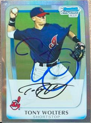 Tony Wolters Signed 2011 Bowman Chrome Prospects Refractors Baseball Card - Cleveland Indians - PastPros
