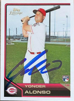 Yonder Alonso Signed 2011 Topps Lineage Baseball Card - Cincinnati Reds - PastPros