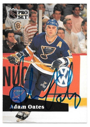Adam Oates Signed 1991-92 Pro Set Hockey Card - St Louis Blues - PastPros