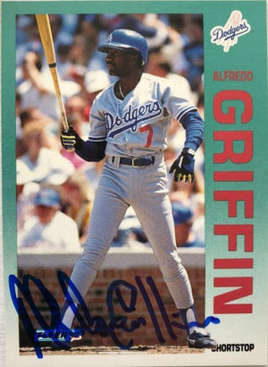 Alfredo Griffin Signed 1992 Fleer Baseball Card - Los Angeles Dodgers - PastPros