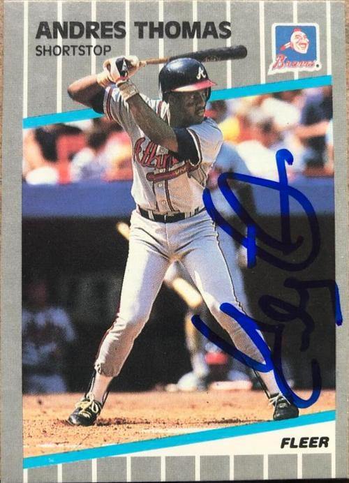 Andres Thomas Signed 1989 Fleer Baseball Card - Atlanta Braves - PastPros