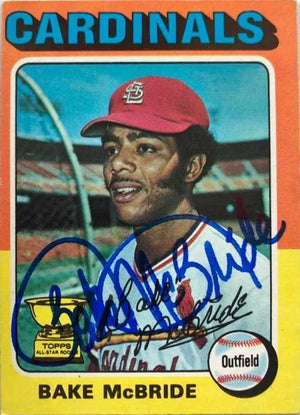 Bake McBride Signed 1975 Topps Baseball Card - Philadelphia Phillies - PastPros