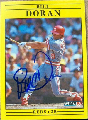 Bill Doran Signed 1991 Fleer Baseball Card - Cincinnati Reds - PastPros
