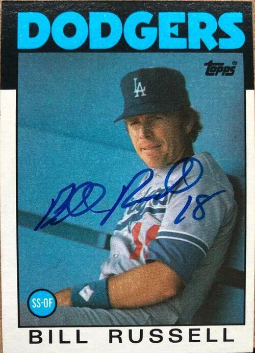 Bill Russell Signed 1986 Topps Baseball Card - Los Angeles Dodgers