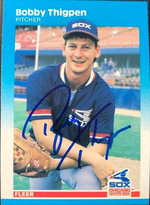 Bobby Thigpen Signed 1987 Fleer Baseball Card - Chicago White Sox - PastPros