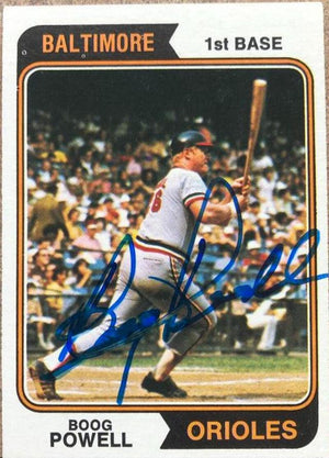 Boog Powell Signed 1974 Topps Baseball Card - Baltimore Orioles - PastPros