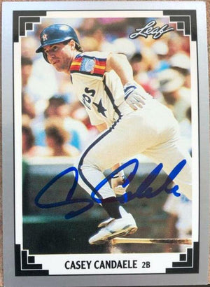 Casey Candaele Signed 1991 Leaf Baseball Card - Houston Astros - PastPros