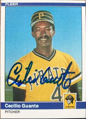 Cecilio Guante Signed 1984 Fleer Baseball Card - Pittsburgh Pirates - PastPros
