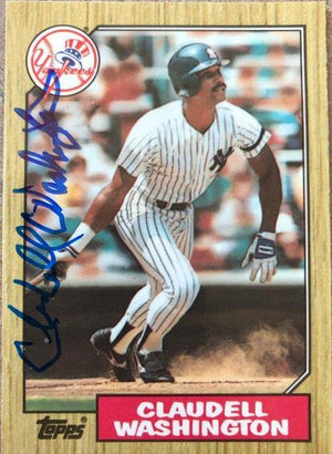 Claudell Washington Signed 1987 Topps Tiffany Baseball Card - New York Yankees - PastPros