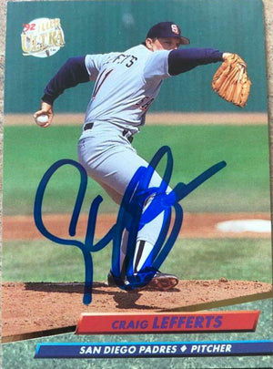 Craig Lefferts Signed 1992 Fleer Ultra Baseball Card - San Diego Padres - PastPros