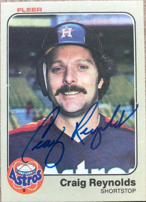 Craig Reynolds Signed 1983 Fleer Baseball Card - Houston Astros - PastPros
