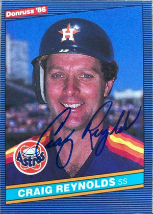 Craig Reynolds Signed 1986 Donruss Baseball Card - Houston Astros - PastPros