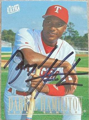 Darryl Hamilton Signed 1996 Fleer Ultra Baseball Card - Texas Rangers - PastPros