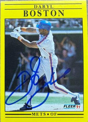 Daryl Boston Signed 1991 Fleer Baseball Card - New York Mets - PastPros