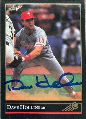 Dave Hollins Signed 1992 Leaf Black Gold Baseball Card - Philadelphia Phillies - PastPros