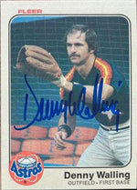 Denny Walling Signed 1983 Fleer Baseball Card - Houston Astros - PastPros