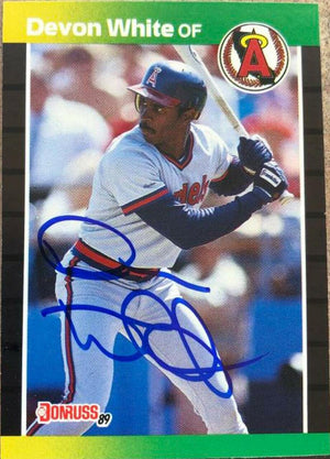 Devon White Signed 1989 Donruss Baseball Card - California Angels - PastPros