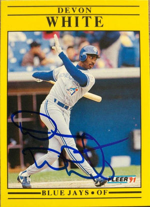 Devon White Signed 1991 Fleer Update Baseball Card - Toronto Blue Jays - PastPros