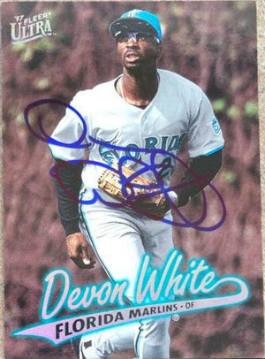 Devon White Signed 1997 Fleer Ultra Baseball Card - Florida Marlins - PastPros
