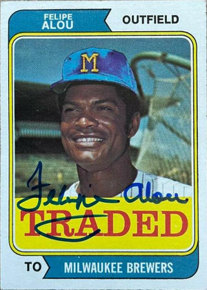 Felipe Alou Signed 1974 Topps Traded Baseball Card - Milwaukee Brewers - PastPros