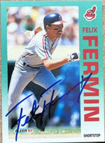 Felix Fermin Signed 1992 Fleer Baseball Card - Cleveland Indians - PastPros