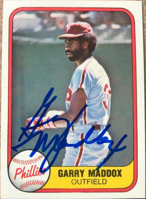 Garry Maddox Signed 1981 Fleer Baseball Card - Philadelphia Phillies - PastPros