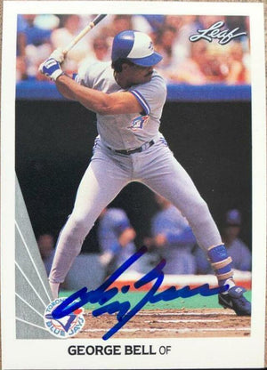 George Bell Signed 1990 Leaf Baseball Card - Toronto Blue Jays - PastPros