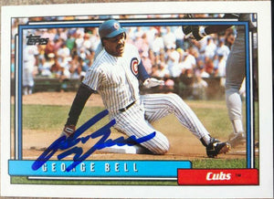 George Bell Signed 1992 Topps Baseball Card - Chicago Cubs - PastPros
