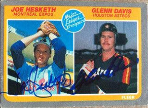 Glenn Davis & Joe Hesketh Dual Signed 1985 Fleer Baseball Card - Astros & Expos - PastPros