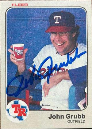 Johnny Grubb Signed 1983 Fleer Baseball Card - Texas Rangers - PastPros