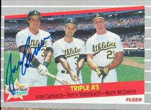 Jose Canseco Signed 1989 Fleer Baseball Card - Oakland A's #634 - PastPros