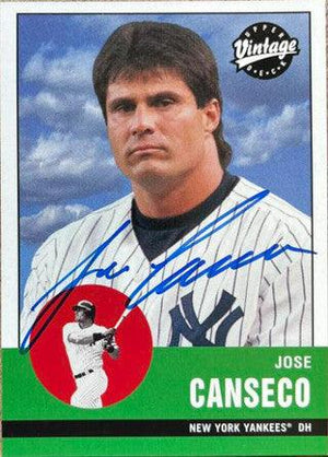 Jose Canseco Signed 2001 Upper Deck Vintage Baseball Card - New York Yankees - PastPros