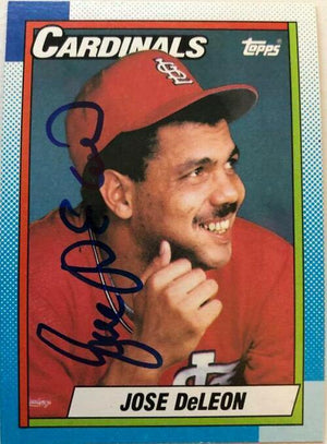 Jose Deleon Signed 1990 Topps Baseball Card - St Louis Cardinals - PastPros